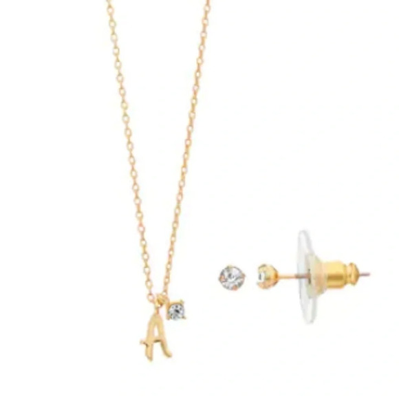LC Lauren Conrad Initial M Necklace & Earring Set - Picture 1 of 2